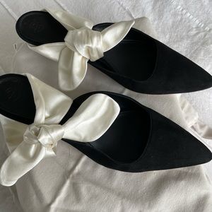 ***Fundraiser*** The Row satin bow suede mules